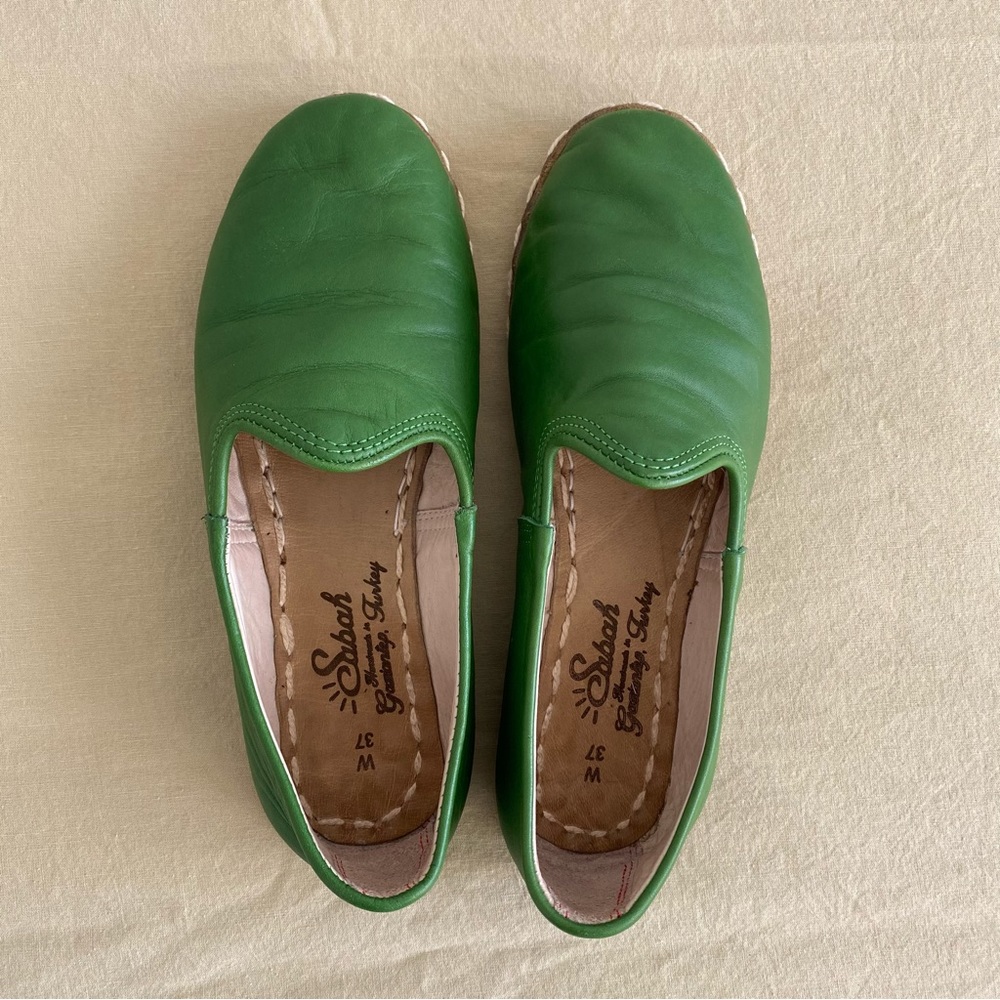 SOLD 🔴 Sabah Leather Slip-On Shoes in Palma Green